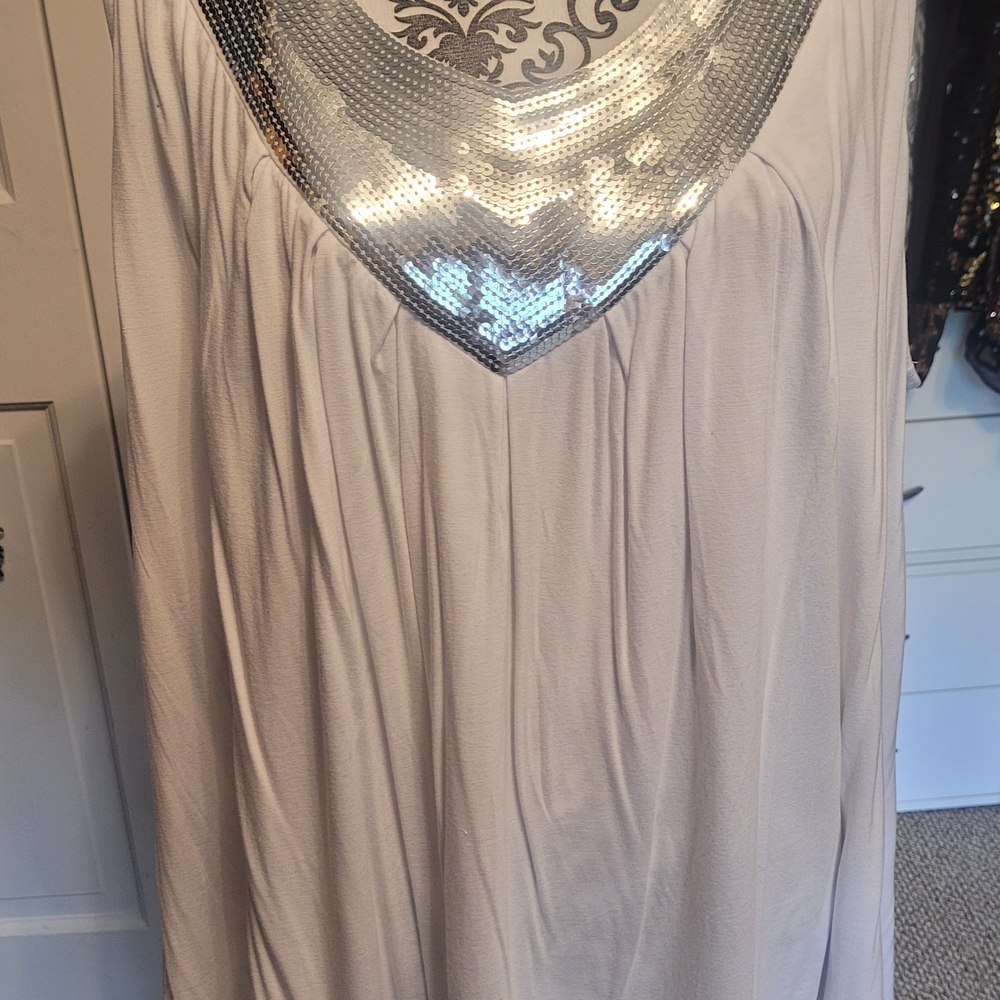 Roaman's Silver and Cream Tank Top